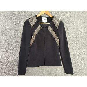 By Smith New York Blazer Womens Sz 0 Black Cotton Long Sleeve Round Neck Jacket